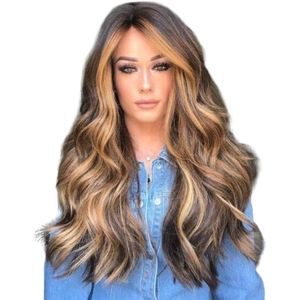 Wavy Fluffy Brown Wig Long Curly  length For Women